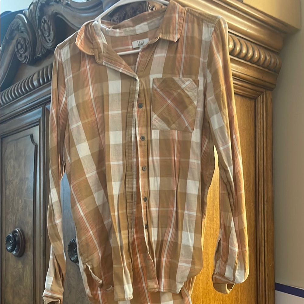 Men's Plaid Shirt in Brown and Cream